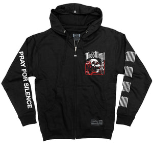 Miss May I 'Silence' full zip hockey hoodie in black front view