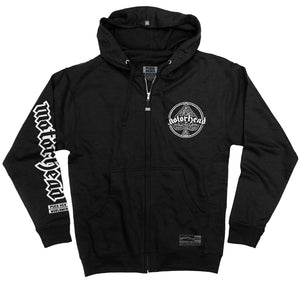 Motorhead 'Ace of Spades' full zip hockey hoodie in black front view