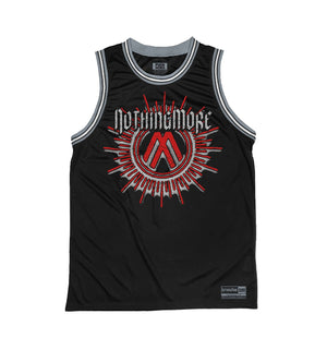NOTHING MORE 'Deja Vu' sleeveless summer league jersey in black, grey, and white front view