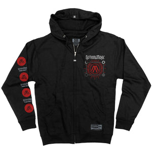 NOTHING MORE 'DÉJÀ VU' full zip hockey hoodie in black front view