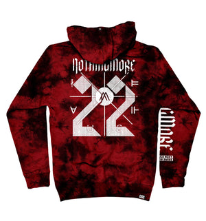 NOTHING MORE 'SPIRITS' pullover hockey hoodie in red and black tie-dye back view