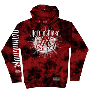 NOTHING MORE 'SPIRITS' pullover hockey hoodie in red and black tie-dye front view