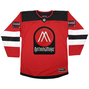 NOTHING MORE 'VALHALLA' deluxe hockey jersey in red, black, and white front view