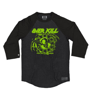 Overkill 'Believe in the Fight' raglan in graphite heather with black sleeves