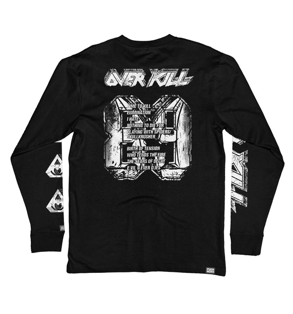 OVERKILL 'THE YEARS OF DECAY' long sleeve hockey t-shirt in black back view