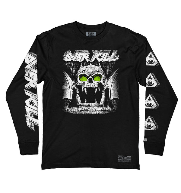 OVERKILL 'THE YEARS OF DECAY' long sleeve hockey t-shirt in black front view