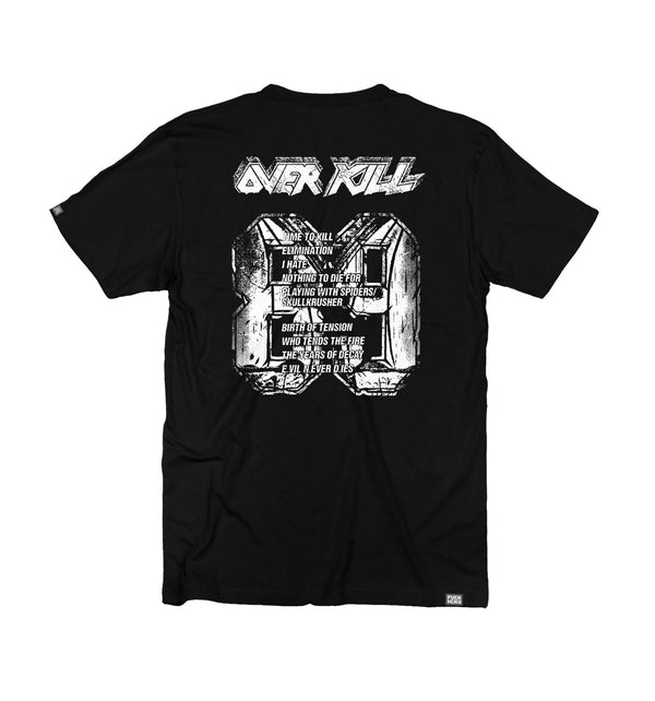 OVERKILL 'THE YEARS OF DECAY' short sleeve hockey t-shirt in black back view