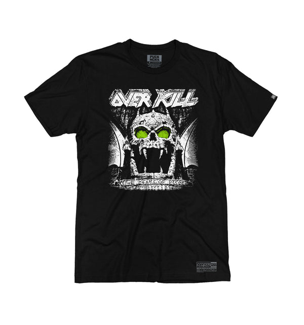 OVERKILL 'THE YEARS OF DECAY' short sleeve hockey t-shirt in black front view