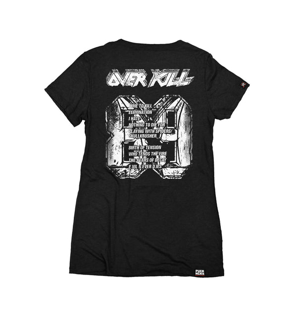 OVERKILL 'THE YEARS OF DECAY' women's short sleeve hockey t-shirt in black back view