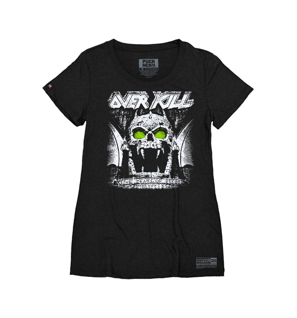 OVERKILL 'THE YEARS OF DECAY' women's short sleeve hockey t-shirt in black front view