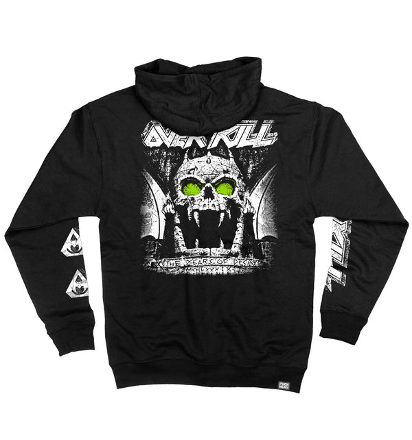 OVERKILL 'THE YEARS OF DECAY' full zip hockey hoodie in black back view