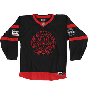 PANTERA 'HELLBOUND' hockey jersey in black and red front view