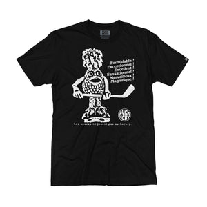 PUCK HCKY 'Ananas' short sleeve t-shirt in black front view