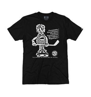 PUCK HCKY 'Ananas' short sleeve t-shirt in black front view