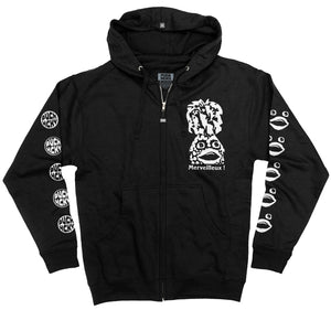 PUCK HCKY ‘Ananas’ full zip hockey hoodie in black front view
