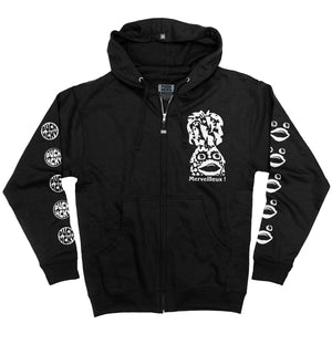 PUCK HCKY ‘Ananas’ full zip hockey hoodie in black front view