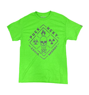 PUCK HCKY 'EQUIPMENT HAZMAT' short sleeve hockey t-shirt in electric green