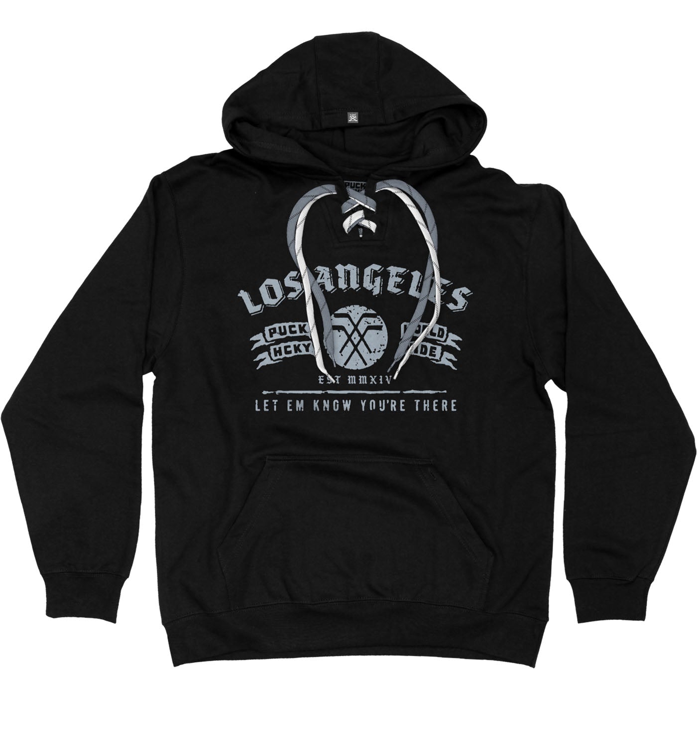 PUCK HCKY 'LA' laced pullover hockey hoodie in black