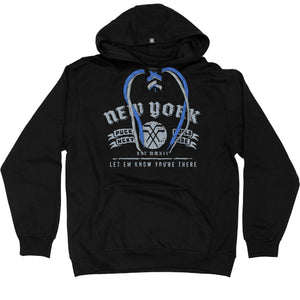 PUCK HCKY 'NEW YORK CITY' laced pullover hockey hoodie in black