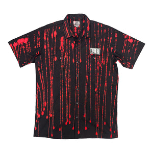 PUCK HCKY 'SLICED N' STACKED' limited edition custom tie-dyed short sleeve work shirt front view