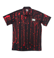 PUCK HCKY 'SLICED N' STACKED' limited edition custom tie-dyed short sleeve work shirt front view