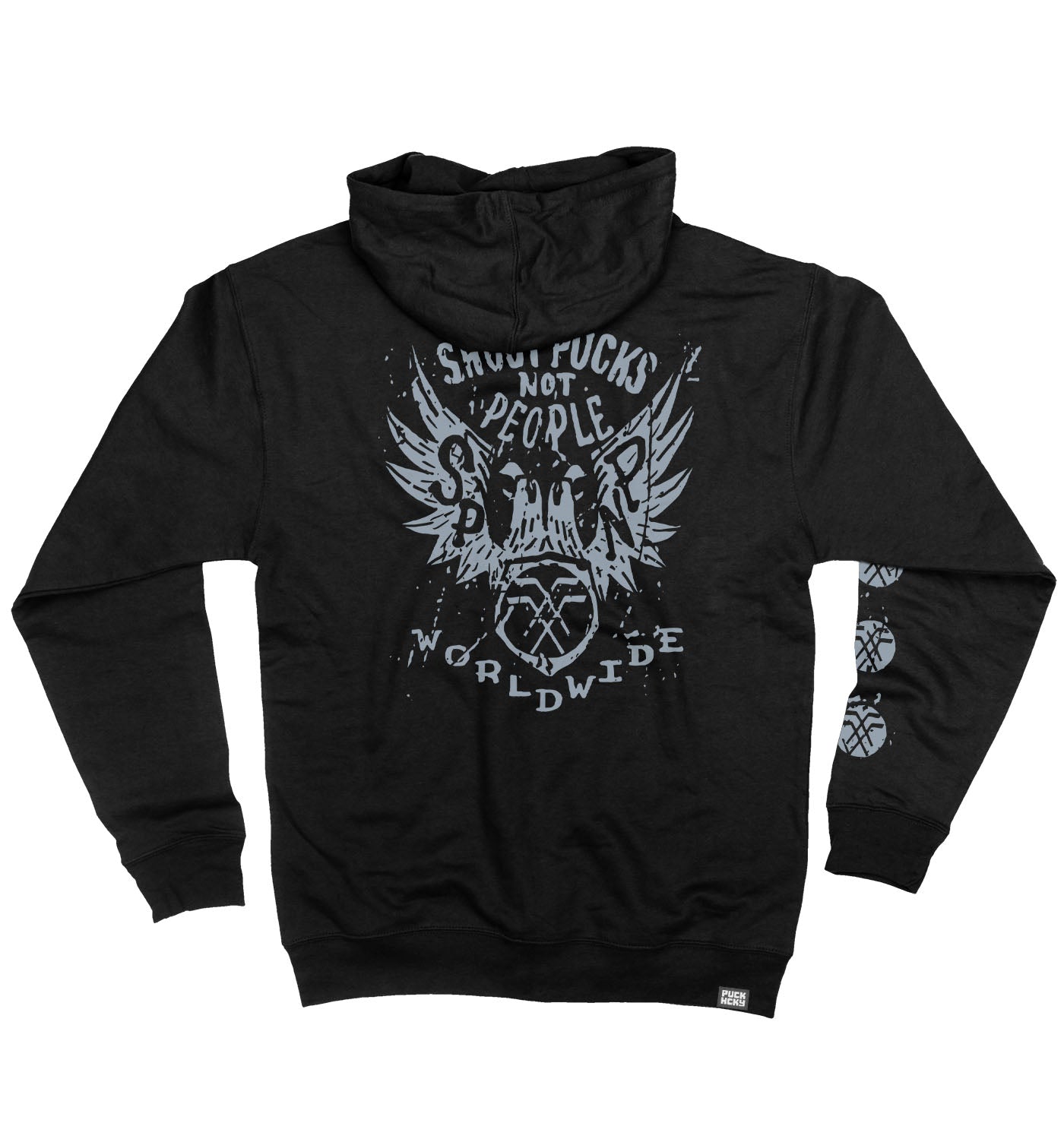 Puck Back PUCK HCKY 'Shoot Pucks Not People - Eagle Worldwide' Zip Hockey Hoodie
