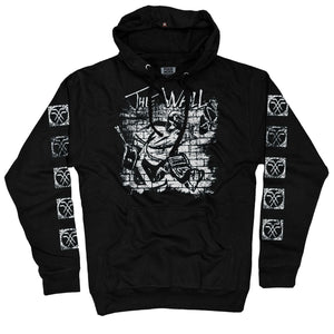 PUCK HCKY 'The Wall' pullover hockey hoodie in black