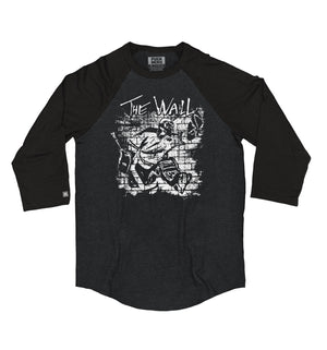 PUCK HCKY 'The Wall' raglan in graphite heather with black sleeves