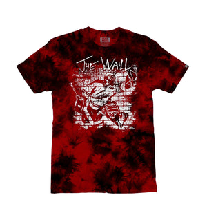 PUCK HCKY 'The Wall' short sleeve t-shirt in red and black tie-dye