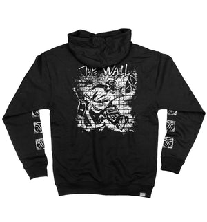 PUCK HCKY ‘The Wall’ full zip hockey hoodie in black back view