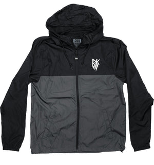 Riding With Killers 'Vulture' full zip hockey windbreaker in black and graphite front view