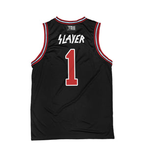Slayer 'Angel of Death' basketball jersey in black, red, and white back view