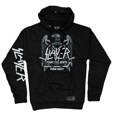 SLAYER 'FIGHT TO THE DEATH' pullover hockey hoodie in black front view