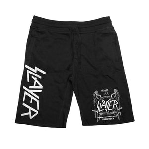 SLAYER 'FIGHT TILL DEATH' fleece hockey shorts in black