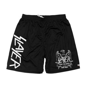 SLAYER 'FIGHT TILL DEATH' mesh hockey shorts in black