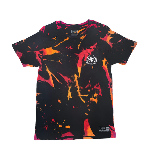 SLAYER 'FIGHT TILL DEATH' limited edition short sleeve tie-dye hockey t-shirt front view