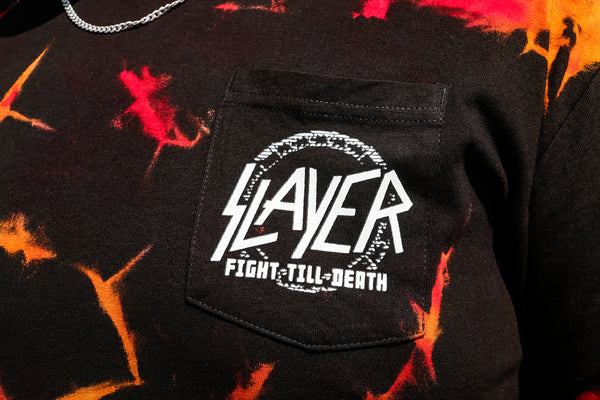 SLAYER 'FIGHT TILL DEATH' limited edition short sleeve tie-dye hockey t-shirt front pocket