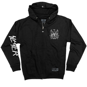 SLAYER 'FIGHT TILL DEATH' full zip hockey hoodie in black front view