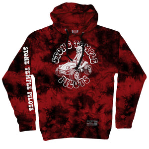 Stone Temple Pilots 'Buggy' pullover hoodie in red and black tie-dye front view
