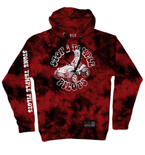 Stone Temple Pilots 'Buggy' pullover hoodie in red and black tie-dye front view