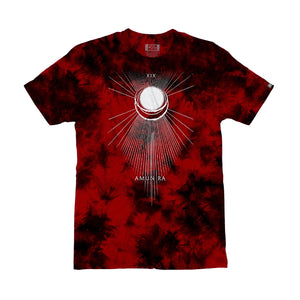TOTEM 'Amun Ra' short sleeve t-shirt in red and black tie-dye front view