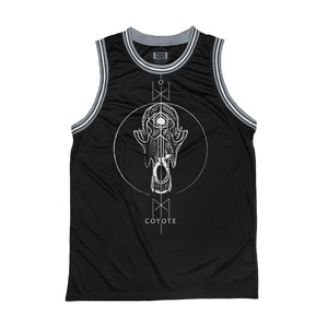TOTEM 'Coyote' sleeveless basketball jersey in black, grey, and white