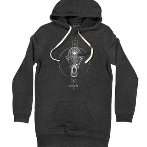 TOTEM 'Coyote' women's pullover hooded sweatshirt dress in grey