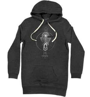 TOTEM 'Coyote' women's pullover hooded sweatshirt dress in grey