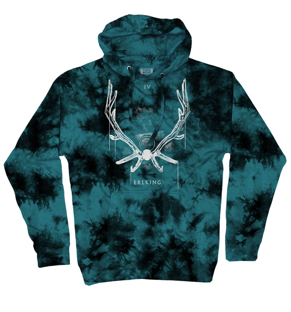 TOTEM 'Erlking' pullover hoodie in teal tie-dye