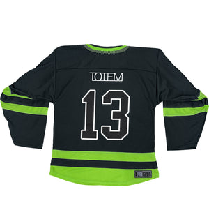 TOTEM 'Freya' hockey jersey in black and neon green back view