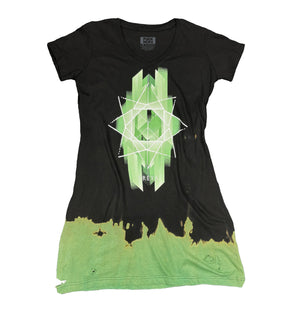 TOTEM 'Freya' short sleeve, hand tie-dyed, distressed tee dress front view