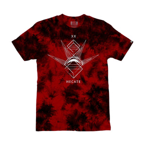 TOTEM 'Hecate' short sleeve t-shirt in red and black tie-dye