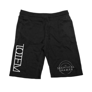 TOTEM 'Skeptical Shaman' fleece shorts in black