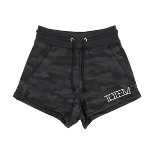TOTEM 'Logo' women's fleece shorts in black camo